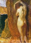 unknow artist Nude Leaning against a Rock Overlooking the Sea, painting